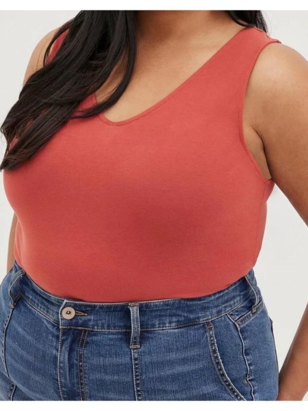 Torrid Tandoori Spice Orange SL V-Neck Foxy Tank Size 6X (30/32)